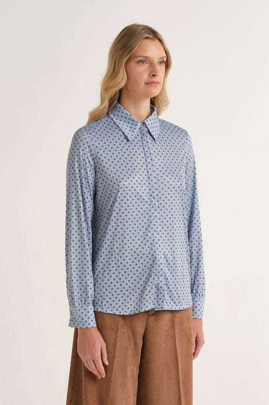 Maliparmi MICRO PRINT JERSEY SHIRT Light Blue JM556470654 Maliparmi MICRO PRINT JERSEY SHIRT Light Blue JM556470654