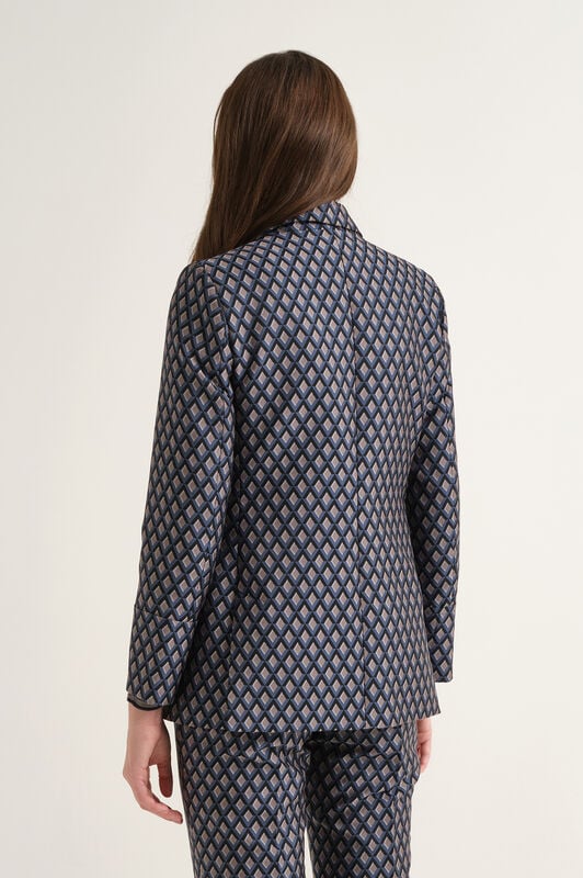 Maliparmi GEOMETRIC JACQUARD BLAZER Blue JD649450678 Maliparmi GEOMETRIC JACQUARD BLAZER Blue JD649450678