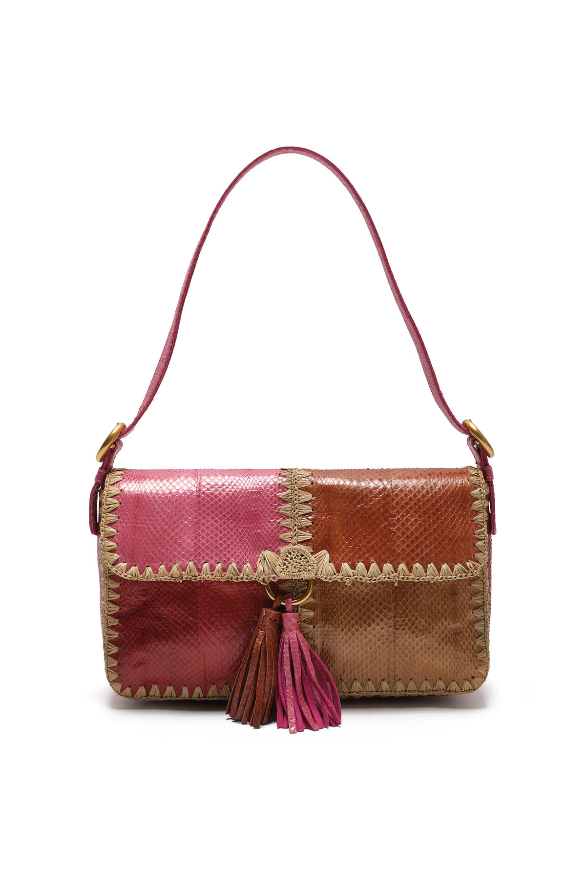 Malìparmi PATCHWORK THREAD BAGUETTE BAG Pink BT001301563