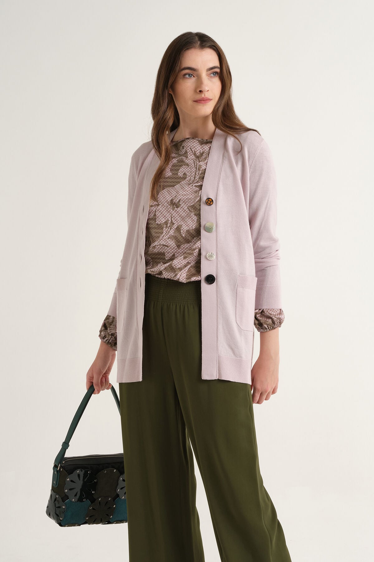 Maliparmi COLOURS OF THE WORLD CARDIGAN Pink Beige JN215474230 Maliparmi COLOURS OF THE WORLD CARDIGAN Pink Beige JN215474230