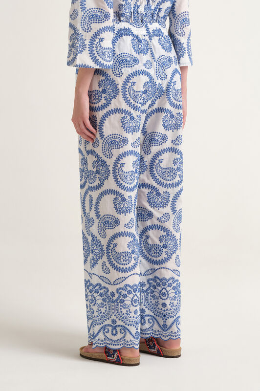 Malìparmi BRODERIE ANGLAISE TROUSERS Blue JH807315218