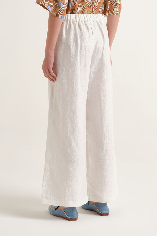 Malìparmi LINEN JACQUARD TROUSERS NaturalWhite JH805340102