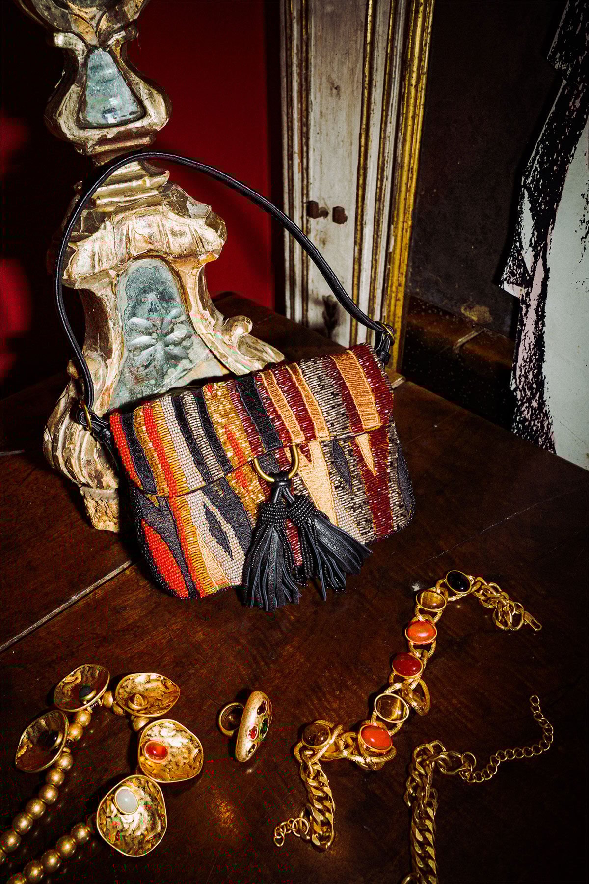 Maliparmi BORSA PICCOLA A SPALLA FLAME EMBROIDERY Multicolor BF001307235