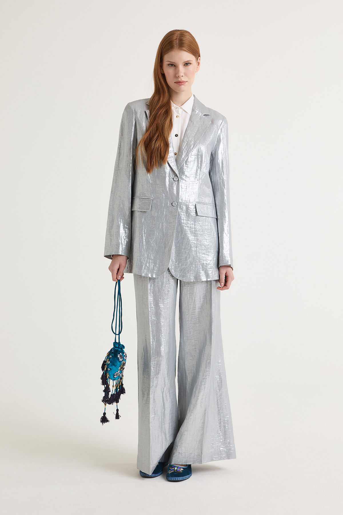 EXCLUSIVE LINEN JACKET in Old Silver for women | Malìparmi®