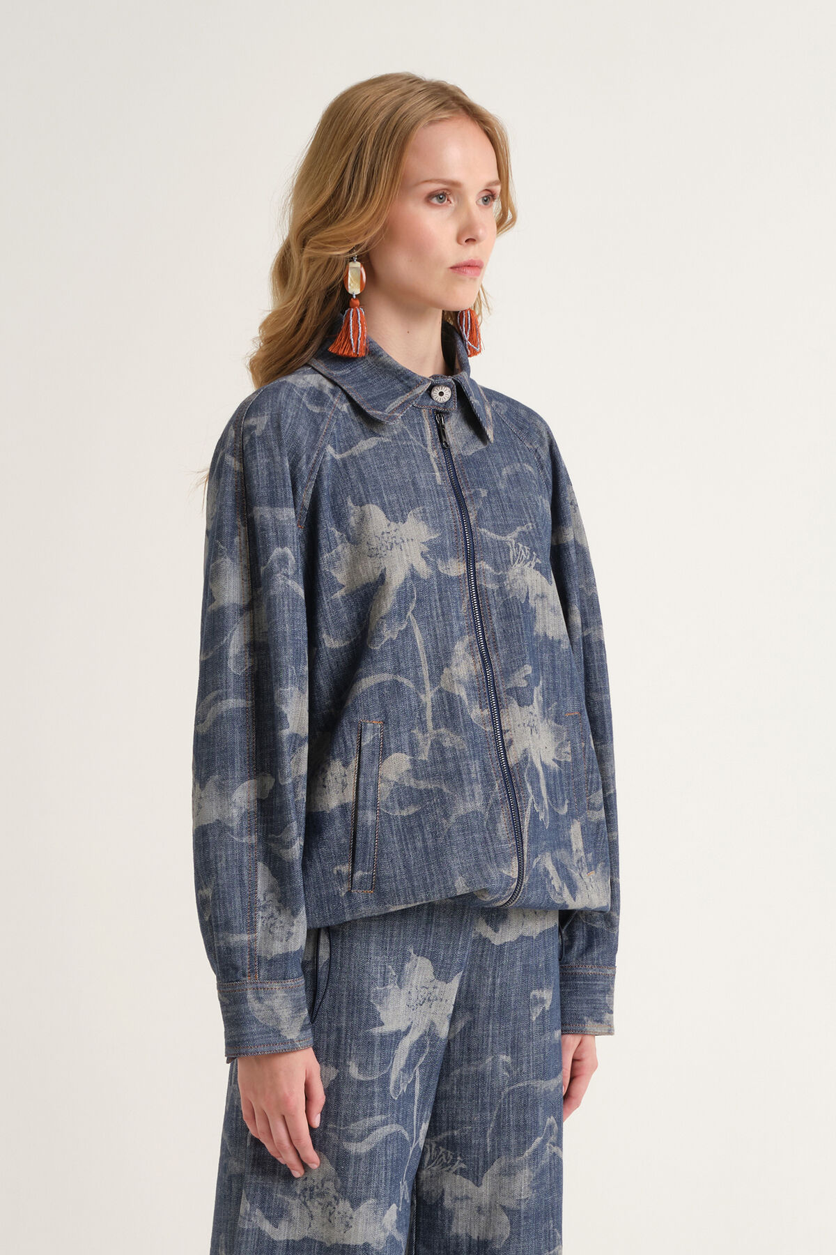 Malìparmi FLORAL DENIM STEPPMANTEL Blau JA535510213