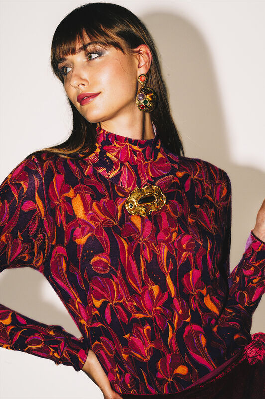 Maliparmi PRINTED KNIT KNITWEAR Bordeaux JQ510478200