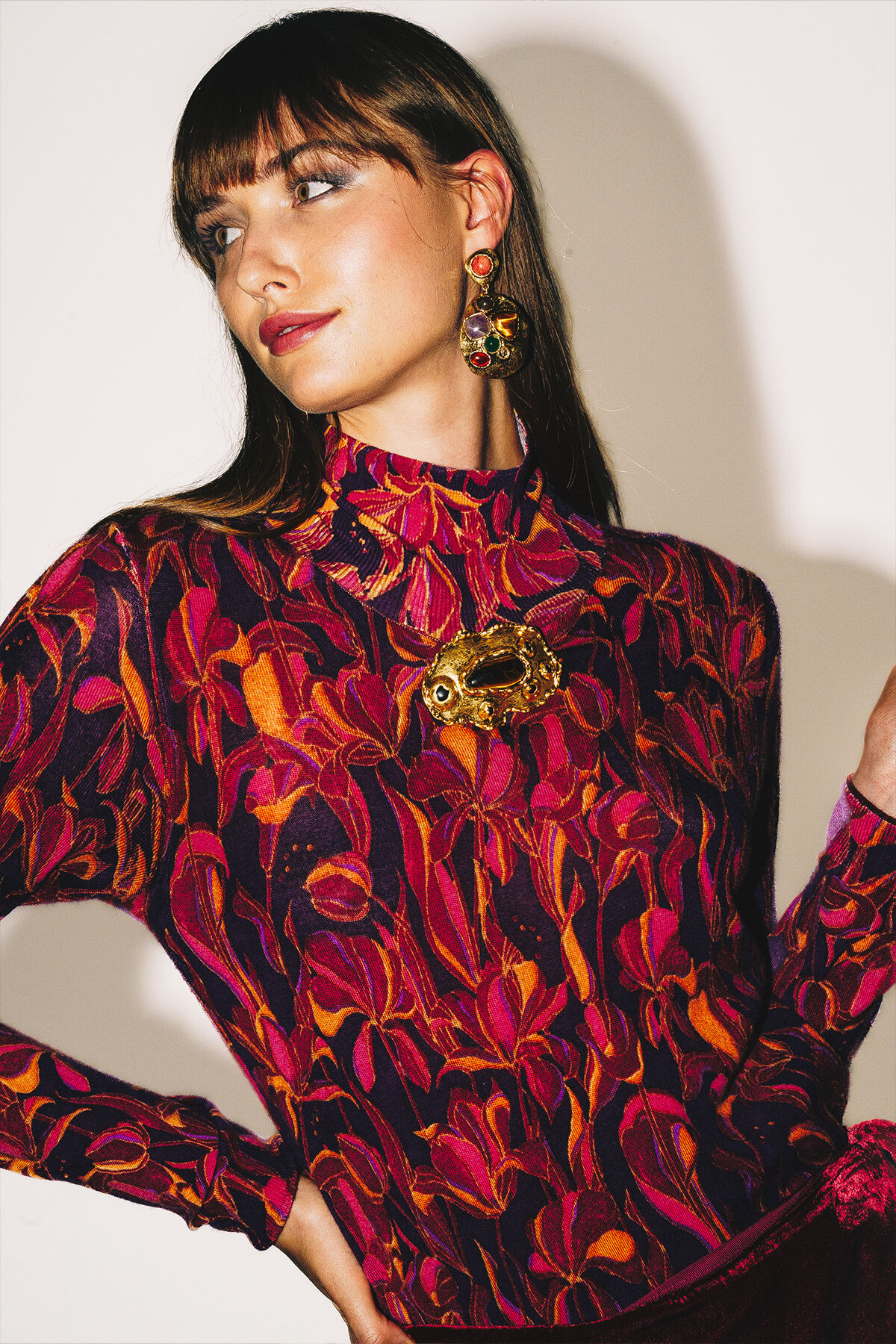 Maliparmi PRINTED KNIT KNITWEAR Bordeaux JQ510478200