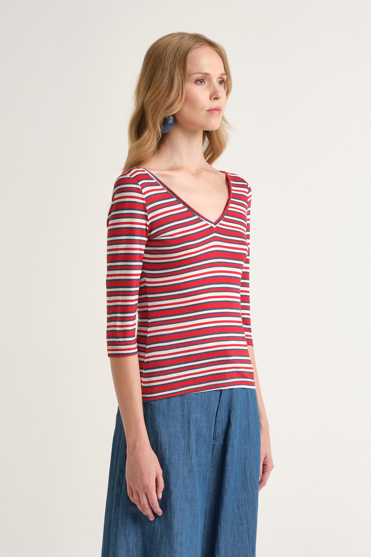 Malìparmi SUMMER STRIPES T-SHIRT Light Blue JK025270676