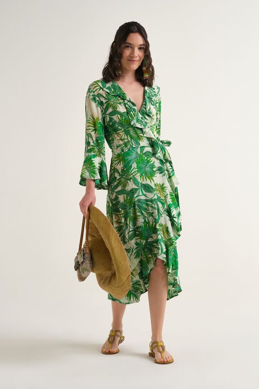 Malìparmi BOTANICAL JUNGLE DRESS Green JF670450663 Malìparmi BOTANICAL JUNGLE DRESS Green JF670450663