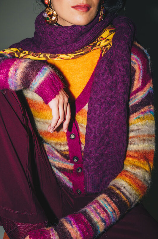 Maliparmi MOHAIR MIX PRINT CARDIGAN Camel JN370478209