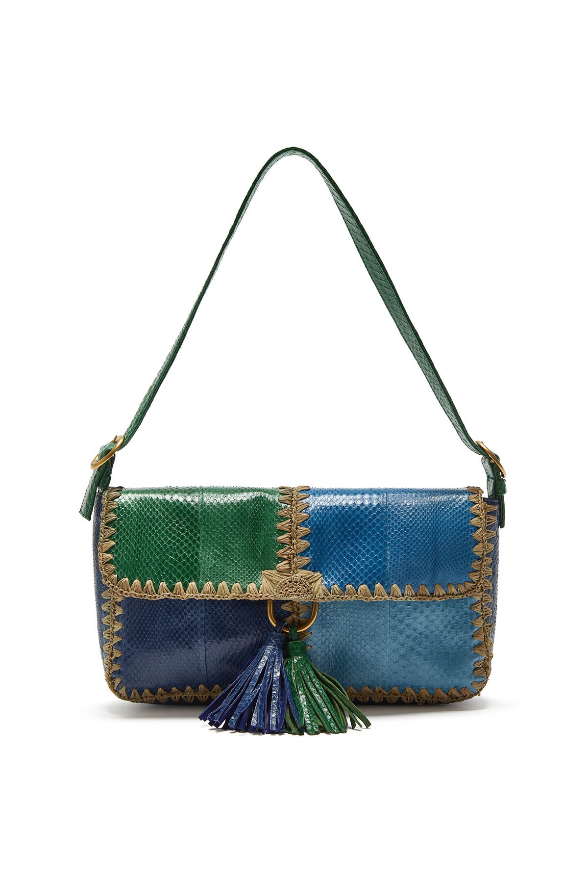 Malìparmi PATCHWORK THREAD SAC BAGUETTE Bleu Clair BT001301563