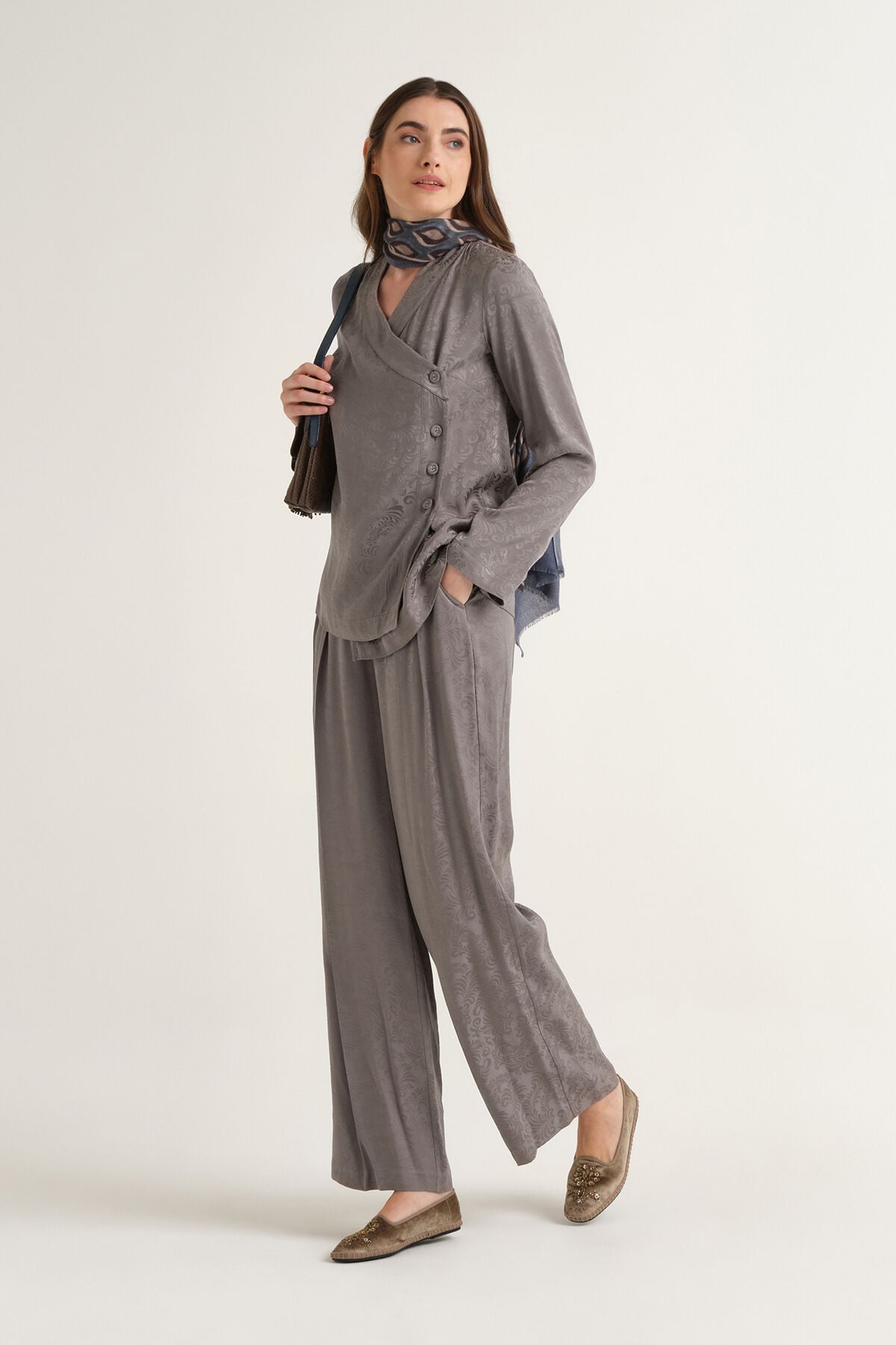 Maliparmi DAMASK JACQUARD TROUSER Grey JH803750684 Maliparmi DAMASK JACQUARD TROUSER Grey JH803750684