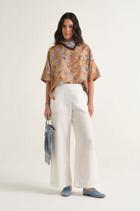 Malìparmi LINEN JACQUARD HOSE Naturweiß JH805340102