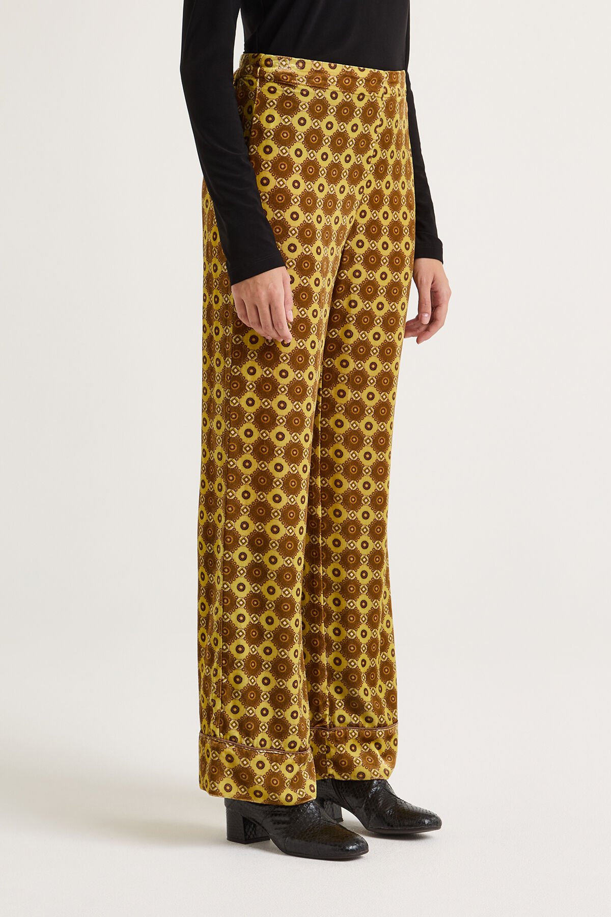 Maliparmi VELVET PRINTS TROUSERS Yellow JH805260092 Maliparmi VELVET PRINTS TROUSERS Yellow JH805260092