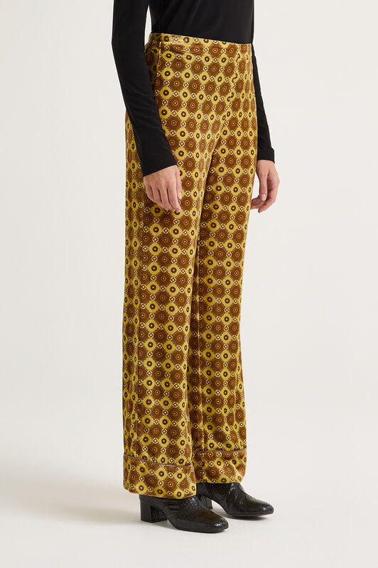 Maliparmi VELVET PRINTS TROUSERS Yellow JH805260092 Maliparmi VELVET PRINTS TROUSERS Yellow JH805260092