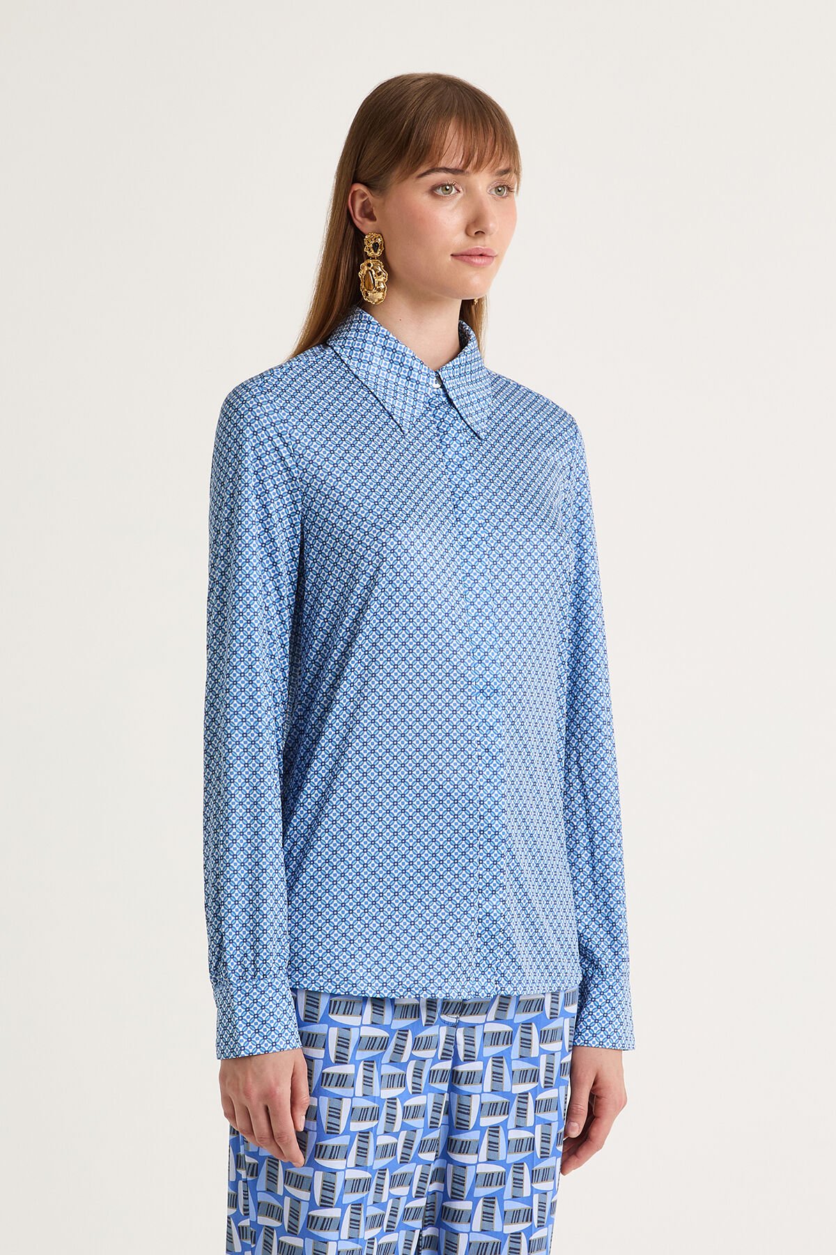 Maliparmi MICRO PRINT JERSEY HEMD Blau JM556470654