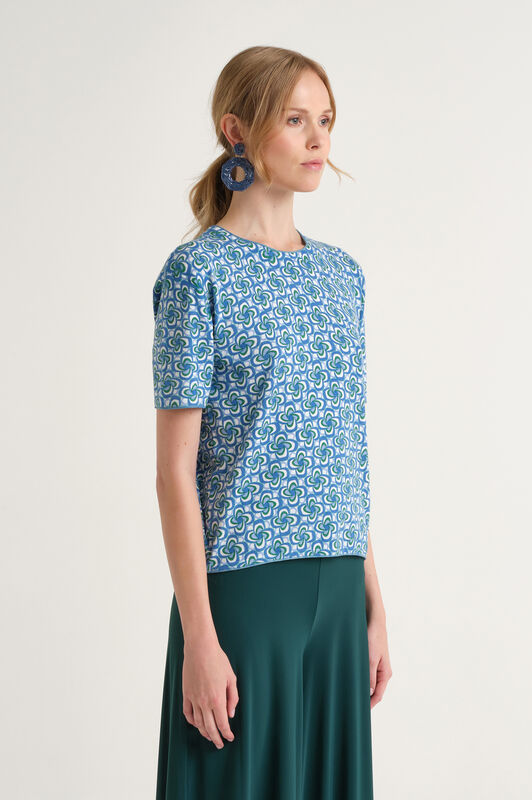 Malìparmi COTTON PRINTED T-SHIRT Blue JK029378215