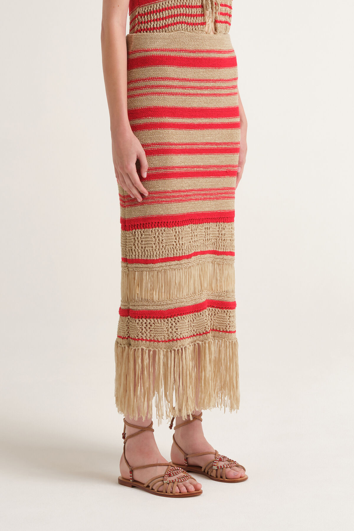 Malìparmi KNIT TAPE SKIRT Natural JG667678214 Malìparmi KNIT TAPE SKIRT Natural JG667678214