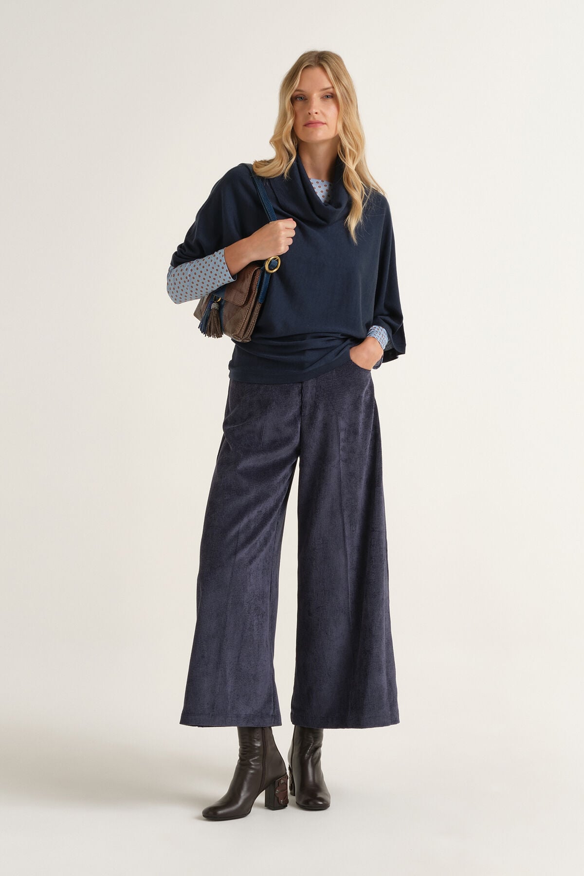 Maliparmi CORDUROY VELVET PANTALON Bleu Marine JH804061060