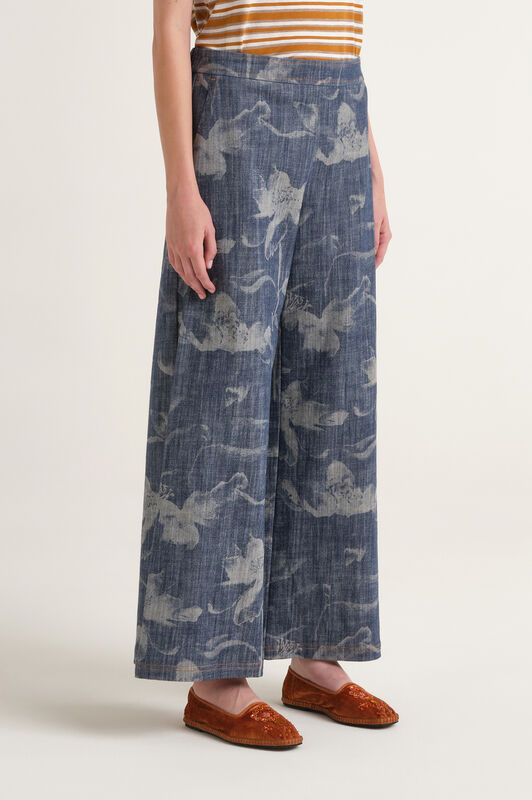 Malìparmi FLORAL DENIM TROUSERS Blue JH805310213