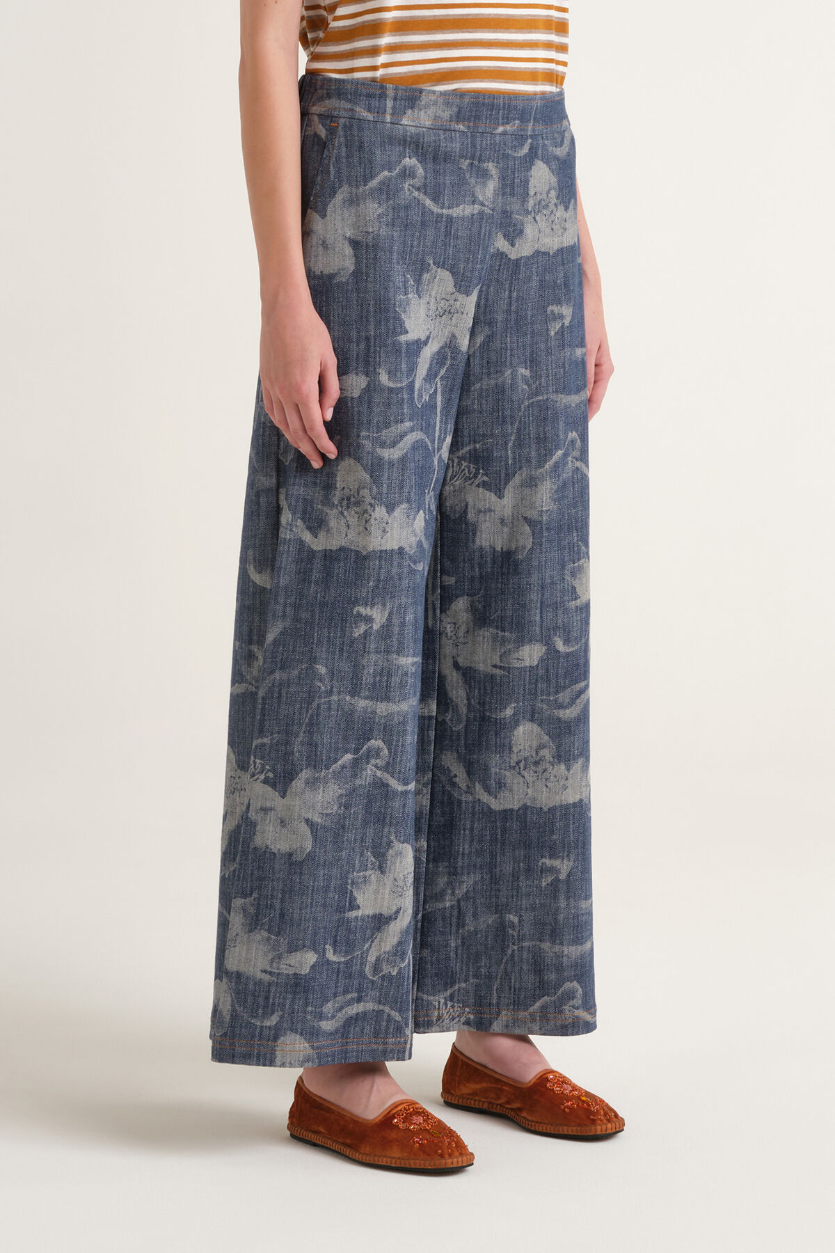 Malìparmi FLORAL DENIM TROUSERS Blue JH805310213