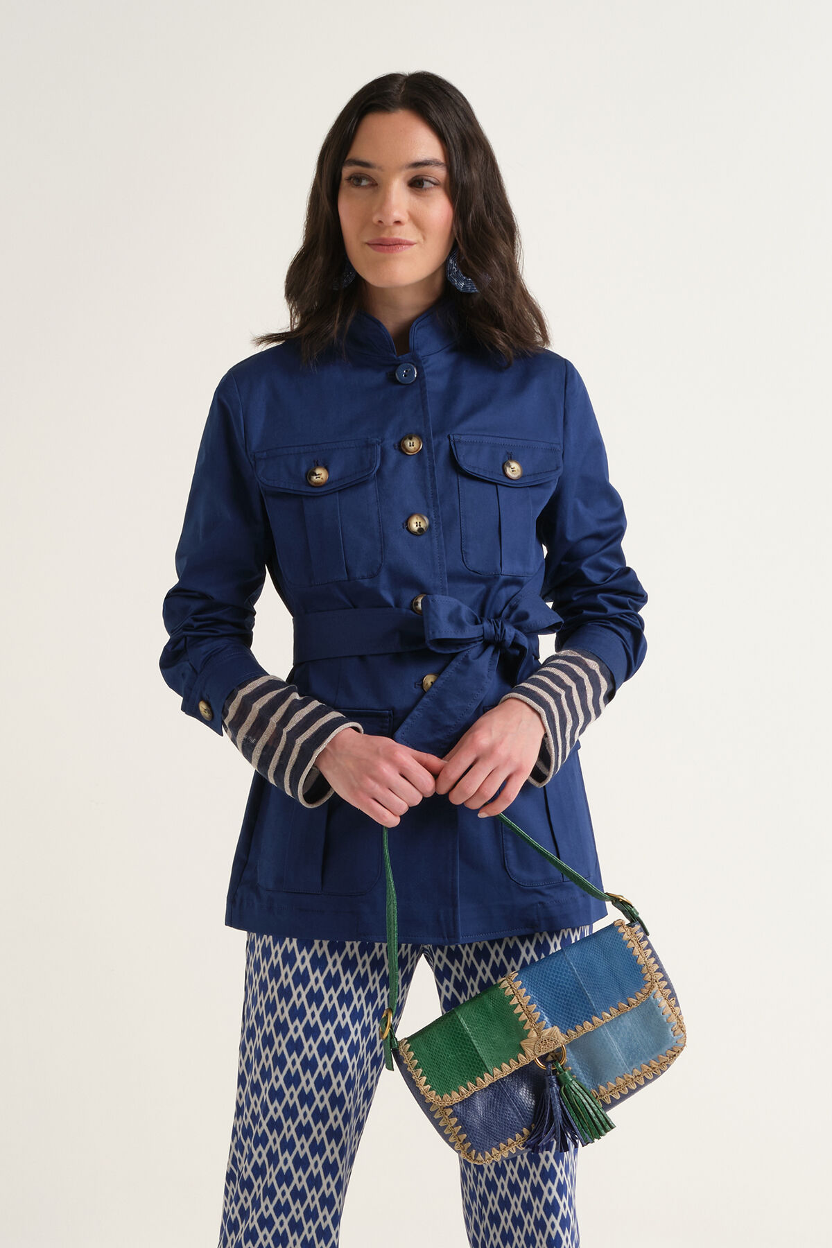 Malìparmi STRETCH COTTON PADDED COAT NavyBlue JA535910212 Malìparmi STRETCH COTTON PADDED COAT NavyBlue JA535910212