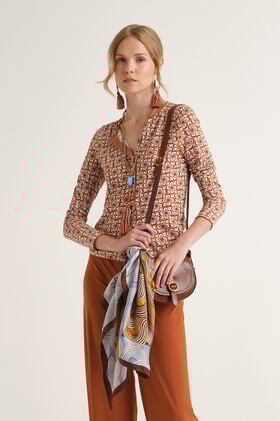 Malìparmi COTTON PRINTED CARDIGAN Brown JN359978215