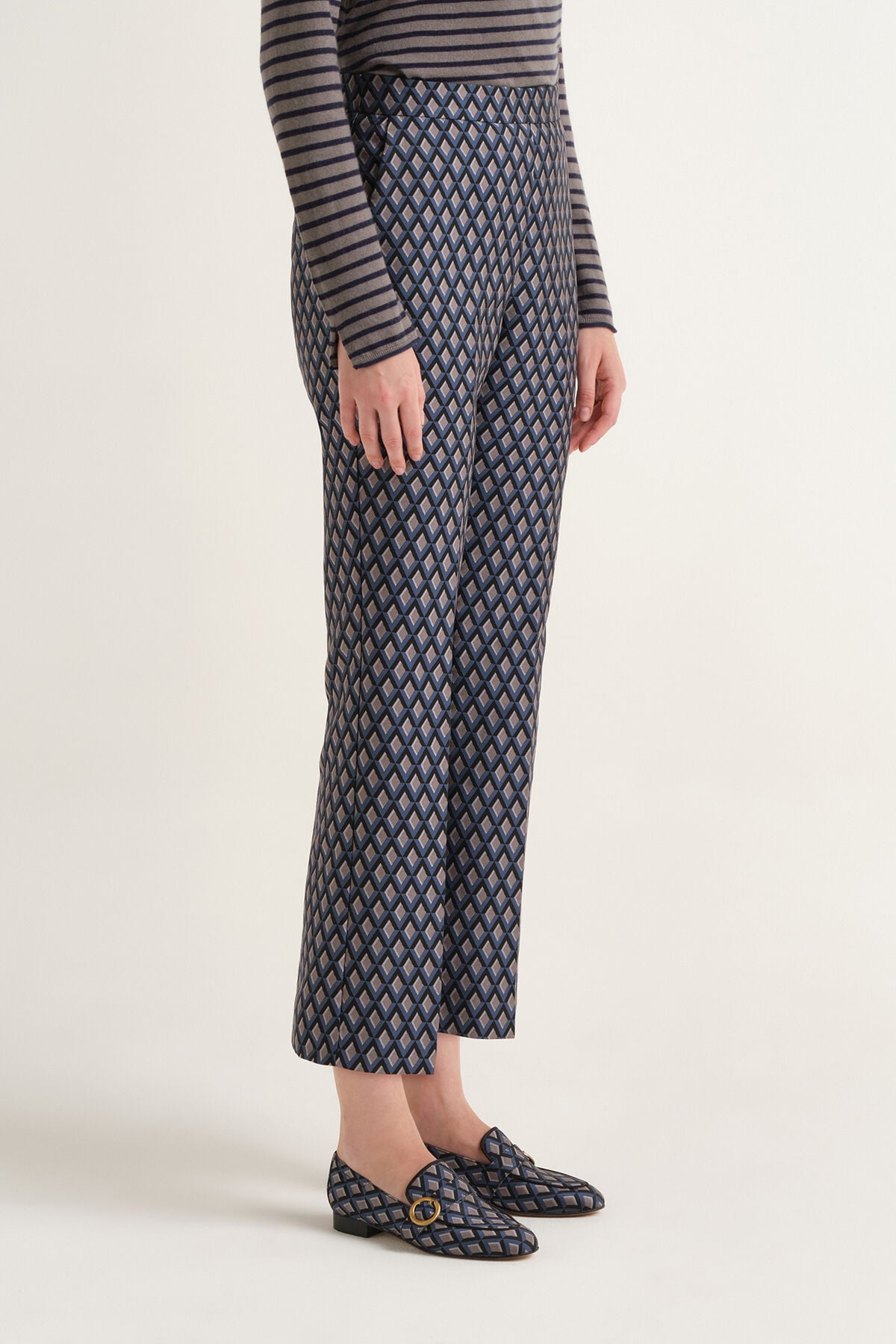 Maliparmi GEOMETRIC JACQUARD TROUSER Blue JH747950678 Maliparmi GEOMETRIC JACQUARD TROUSER Blue JH747950678