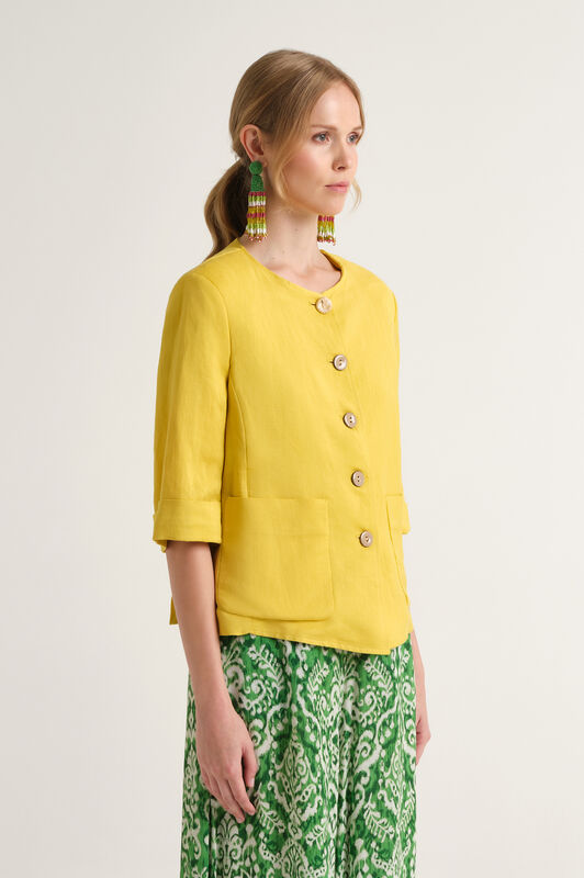 Malìparmi TIMELESS LINEN JACKET Yellow JD648140106 Malìparmi TIMELESS LINEN JACKET Yellow JD648140106