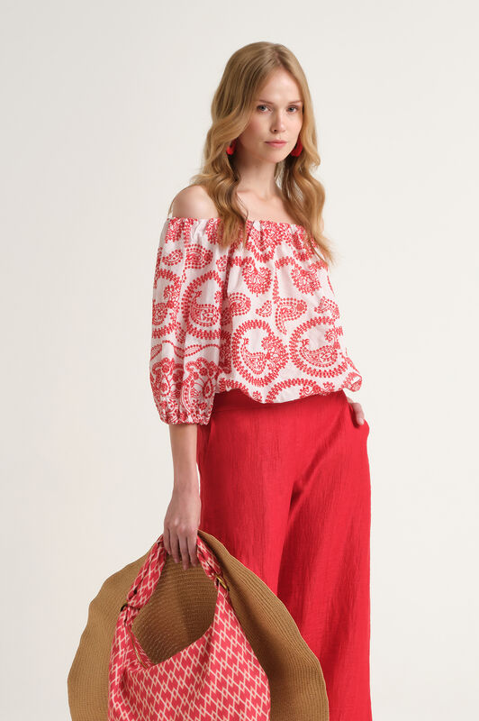 Malìparmi BRODERIE ANGLAISE SHIRT Red JM557715218