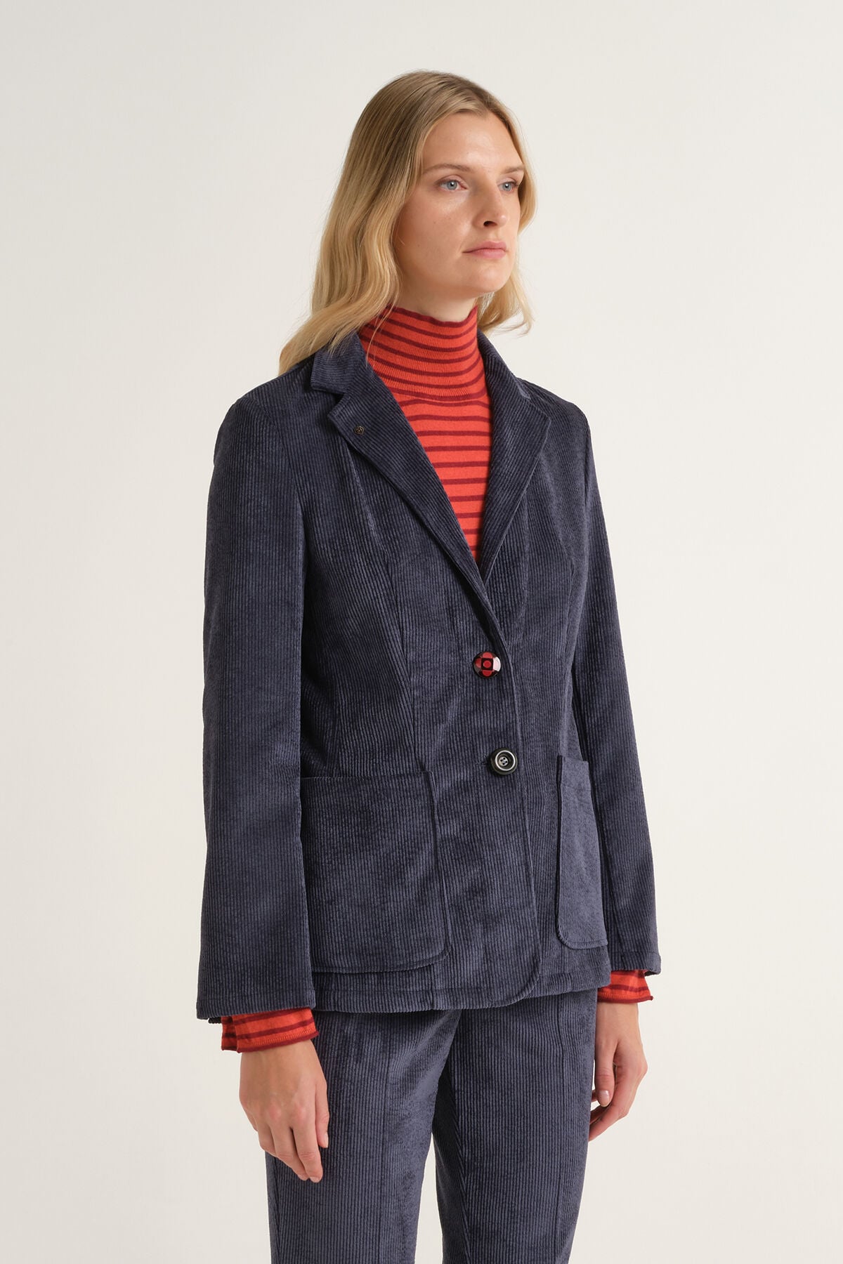 Maliparmi CORDUROY VELVET BLAZER Navy Blue JD649761060