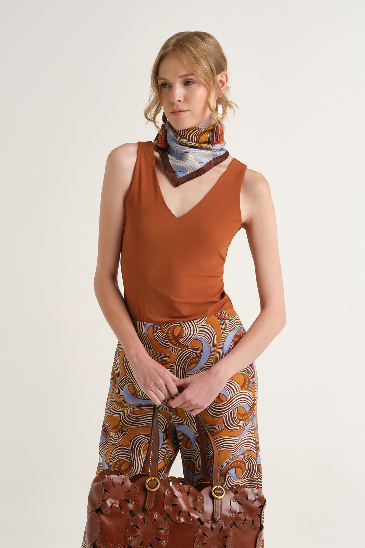 SOFT JERSEY TOP in Caramel for women | Malìparmi®