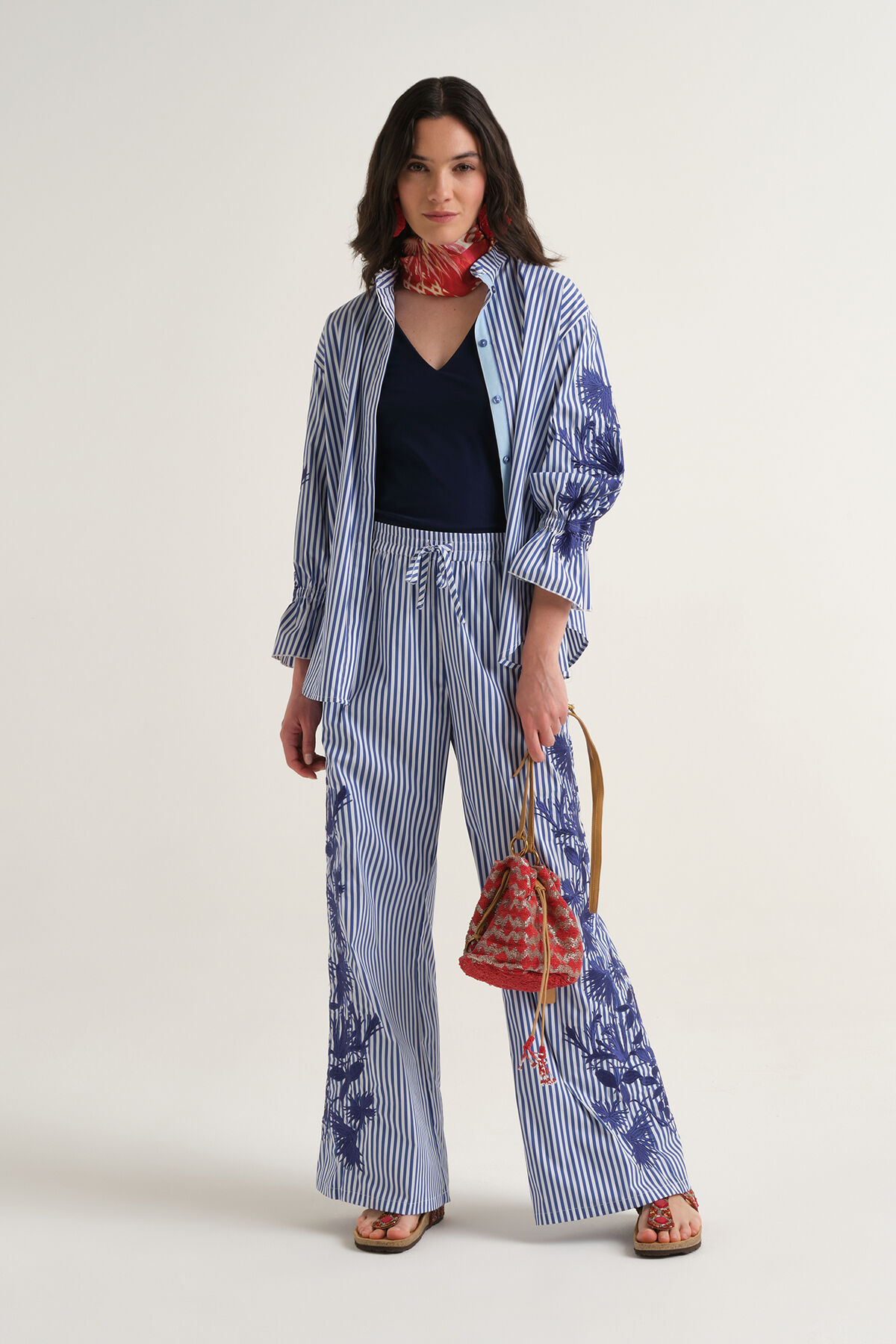 Malìparmi STRIPED FLEUR SHIRT Night Blue JM558515222