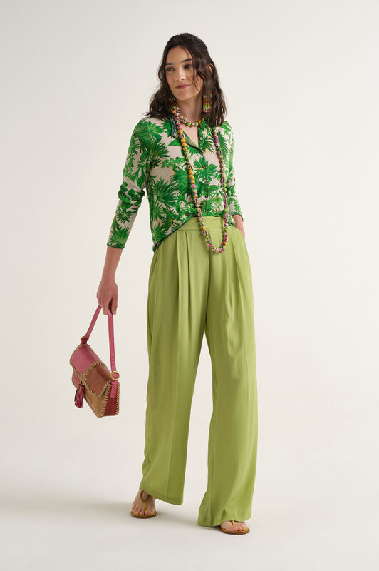 Malìparmi FLUID CREPE TROUSERS Green JH806250672
