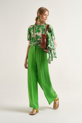 Malìparmi TIMELESS LINEN TROUSERS Grass Green JH803340106