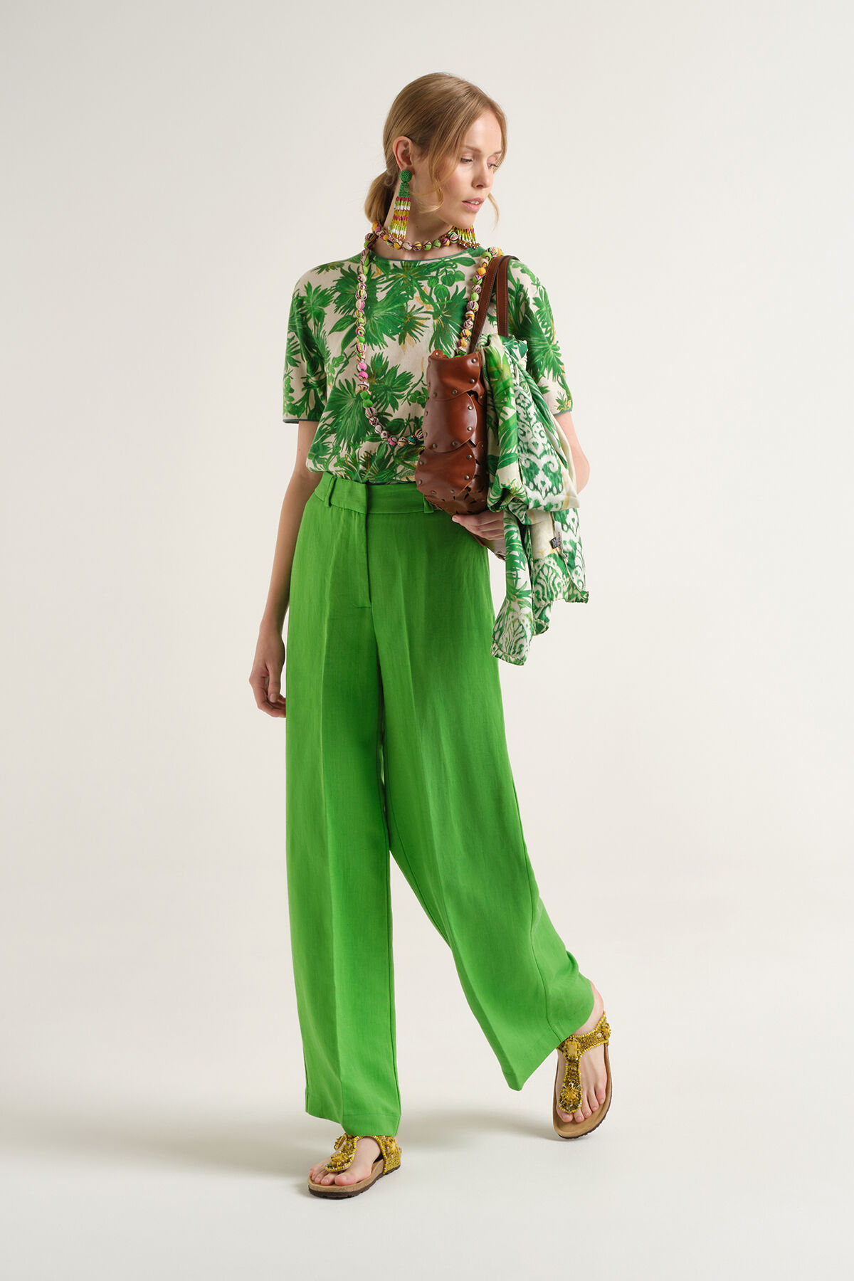 Malìparmi TIMELESS LINEN HOSE Grasgrün JH803340106 Malìparmi TIMELESS LINEN HOSE Grasgrün JH803340106