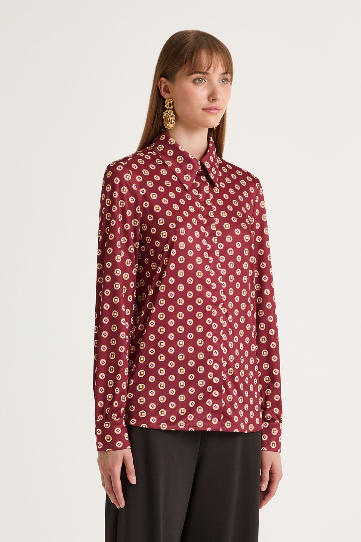 Maliparmi MICRO PRINT JERSEY HEMD Bordeaux JM556470654