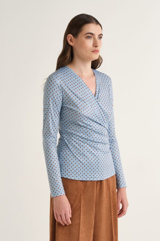 Maliparmi MICRO PRINT JERSEY T-SHIRT Light Blue JK029770654