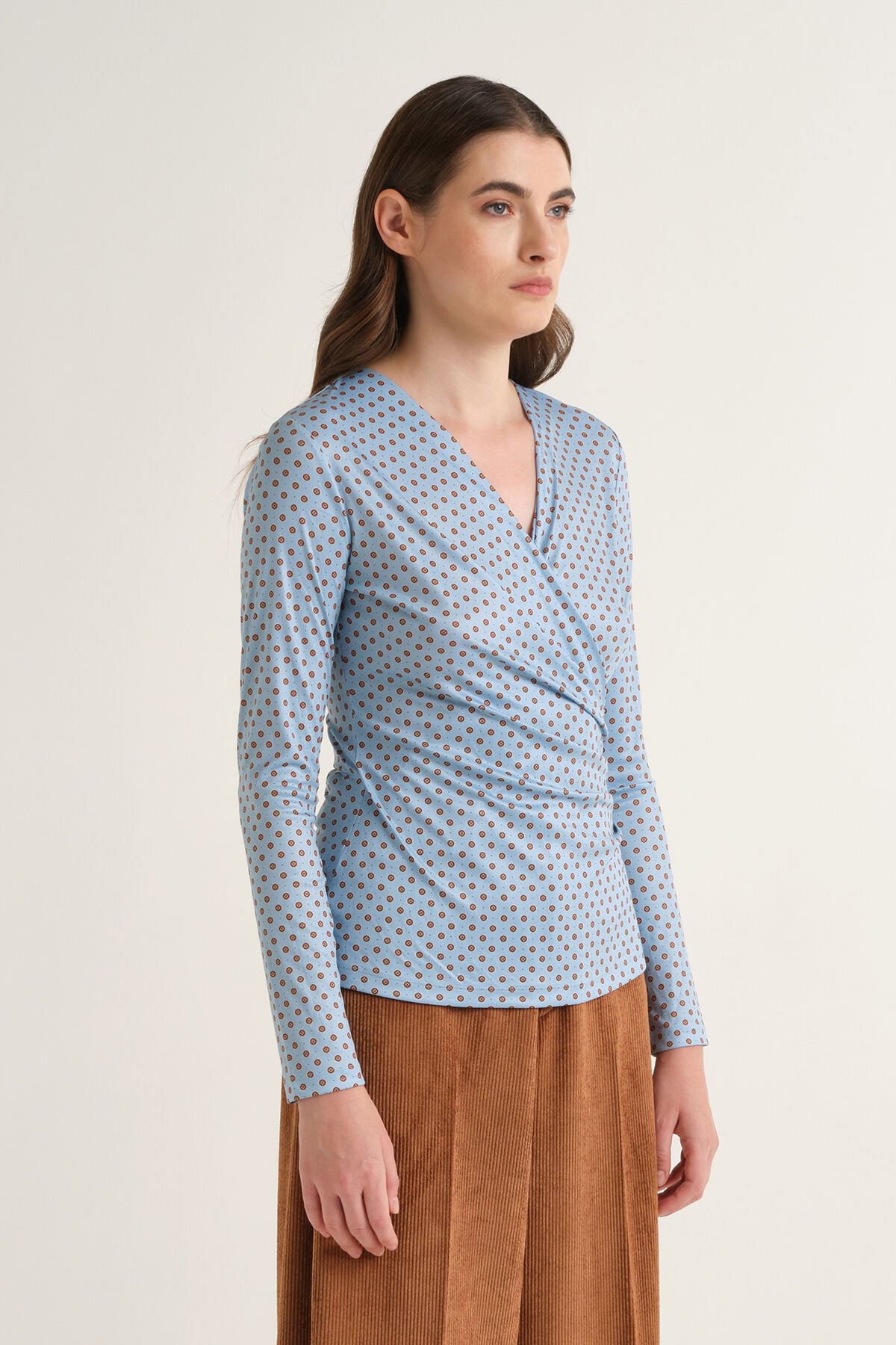 Maliparmi MICRO PRINT JERSEY T-SHIRT Light Blue JK029770654