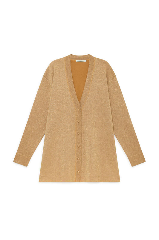 Maliparmi SHINY FLUID LUREX CARDIGAN Mustard JN368078133