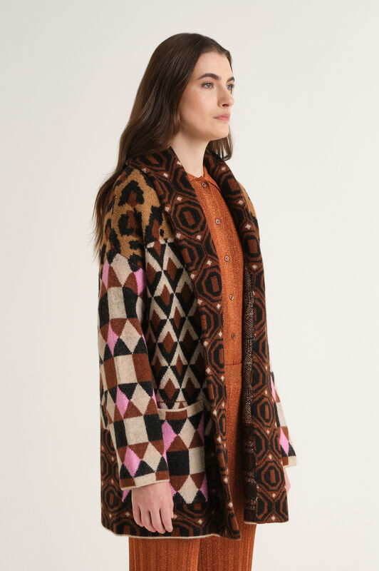 Maliparmi KNIT GRAPHIC DANCE OVERCOAT Brown JB540678220 Maliparmi KNIT GRAPHIC DANCE OVERCOAT Brown JB540678220