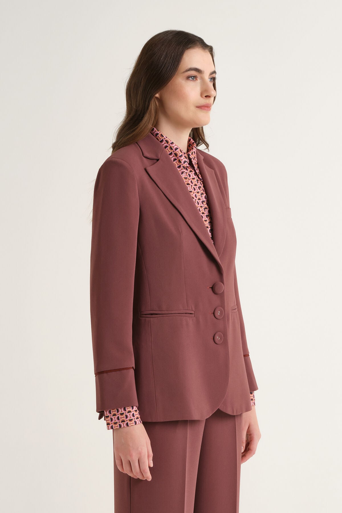 Maliparmi SABLÉ CREPE BLAZER Wine JD648950166 Maliparmi SABLÉ CREPE BLAZER Wine JD648950166