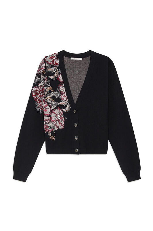 Maliparmi CARDIGAN FLOWER JACQUARD Nero JN370278206