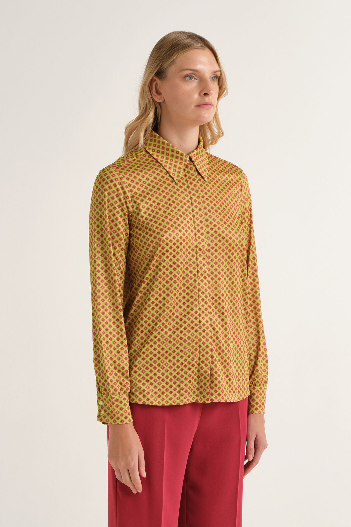Maliparmi MICRO PRINT JERSEY SHIRT Acid Green JM556470654 Maliparmi MICRO PRINT JERSEY SHIRT Acid Green JM556470654