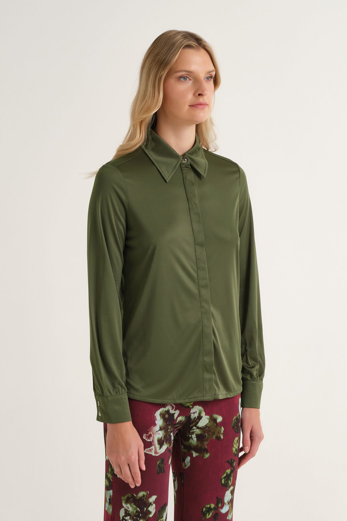 Maliparmi PLANE POLY JERSEY SHIRT Fern JM556470683 Maliparmi PLANE POLY JERSEY SHIRT Fern JM556470683
