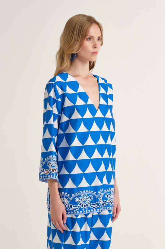 Malìparmi OPTICAL BRODERIE SHIRT Blue JM558115216 Malìparmi OPTICAL BRODERIE SHIRT Blue JM558115216