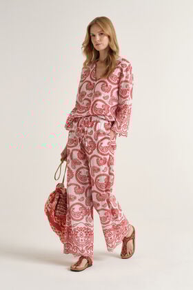 Malìparmi BRODERIE ANGLAISE TROUSERS Red JH807315218