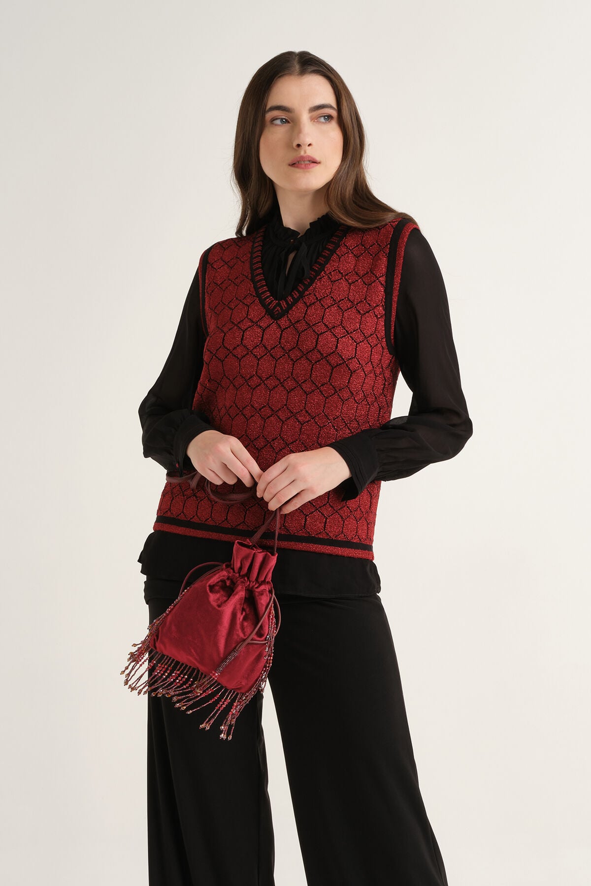 Maliparmi GILET JACQUARD 3D Rosso JE113278218 Maliparmi GILET JACQUARD 3D Rosso JE113278218