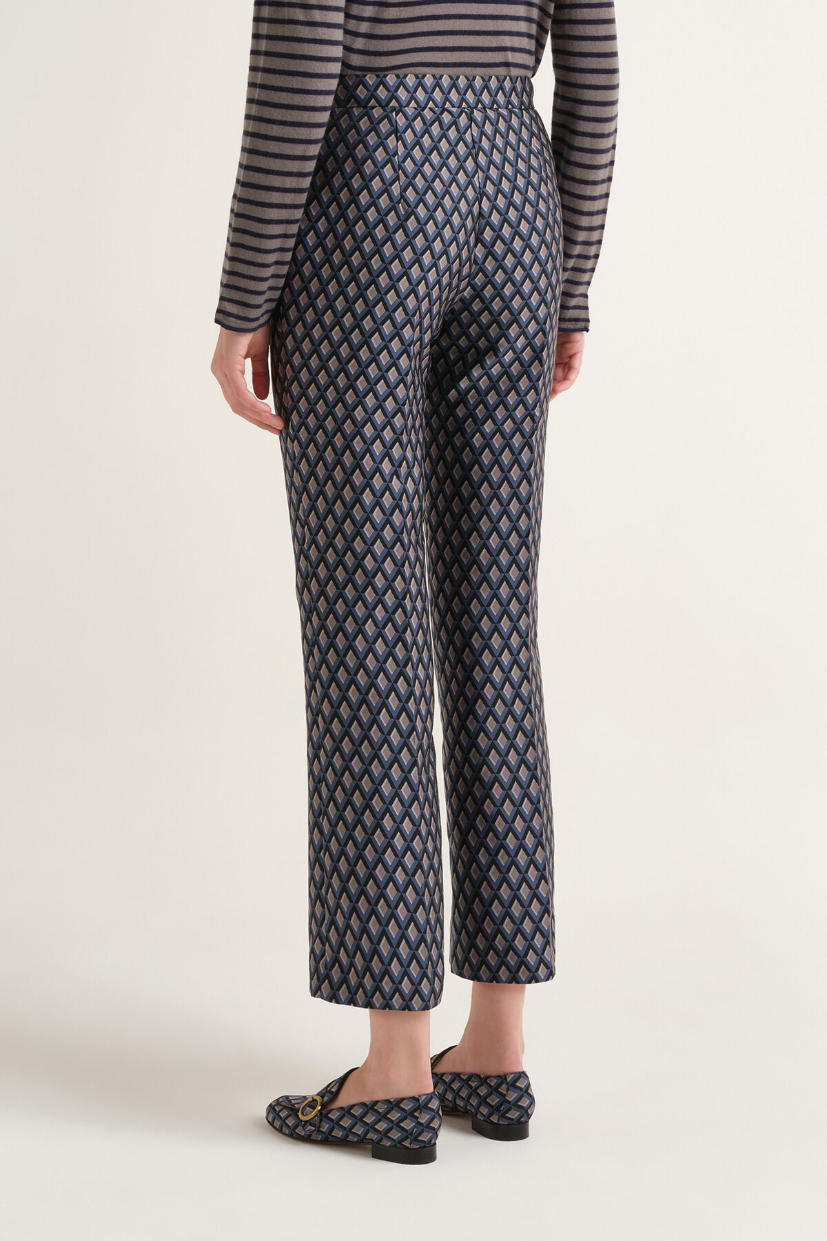 Maliparmi GEOMETRIC JACQUARD TROUSER Blue JH747950678 Maliparmi GEOMETRIC JACQUARD TROUSER Blue JH747950678