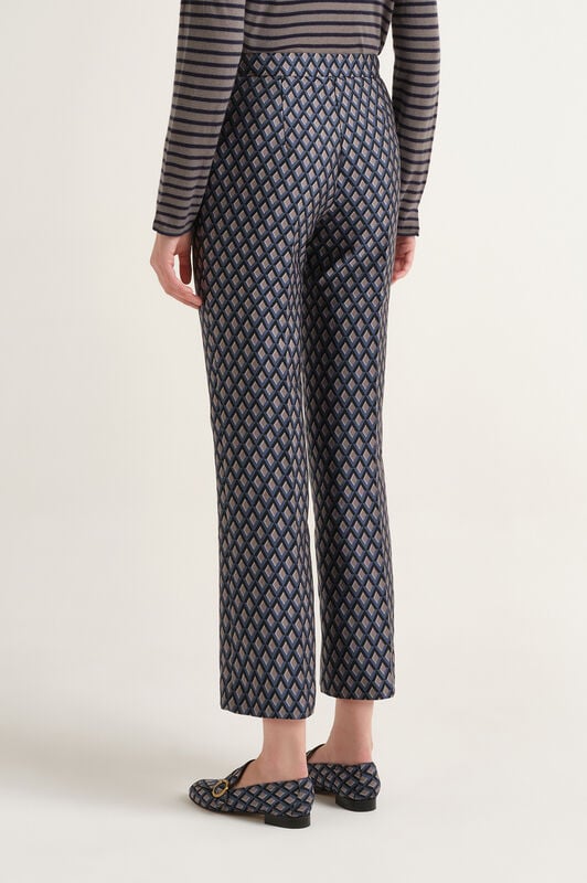 Maliparmi GEOMETRIC JACQUARD TROUSER Blue JH747950678 Maliparmi GEOMETRIC JACQUARD TROUSER Blue JH747950678